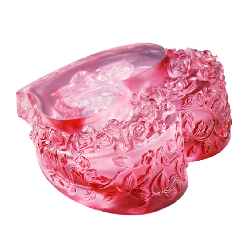 '-- DELETE -- Crystal Paperweight, Rose, Heart Shape, Reflecting the Flower Within Your Heart - LIULI Crystal Art