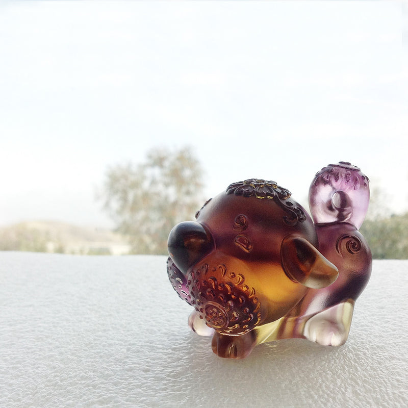 Crystal Zodiac, Animal, Year of the Dog, Prosperity Comes Along - LIULI Crystal Art