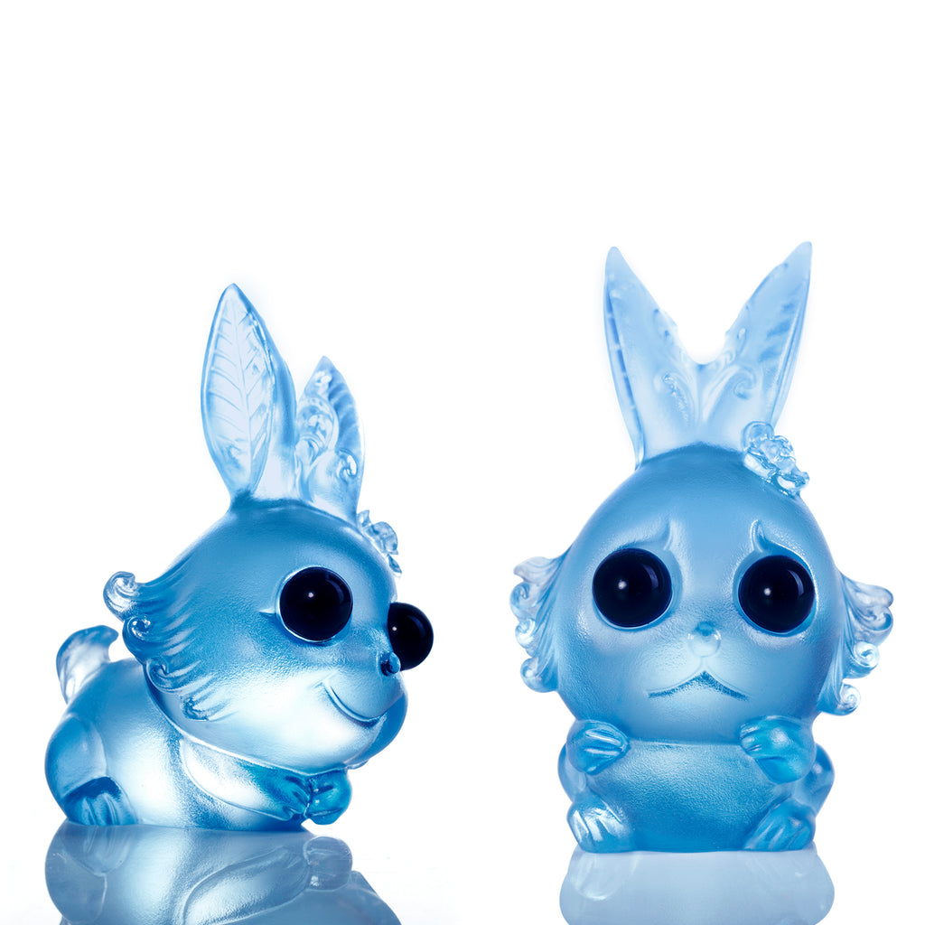 LIULI Chinese Year of the Rabbit Crystal Sculpture, One and the Same- Brave Bunny - LIULI Crystal Art