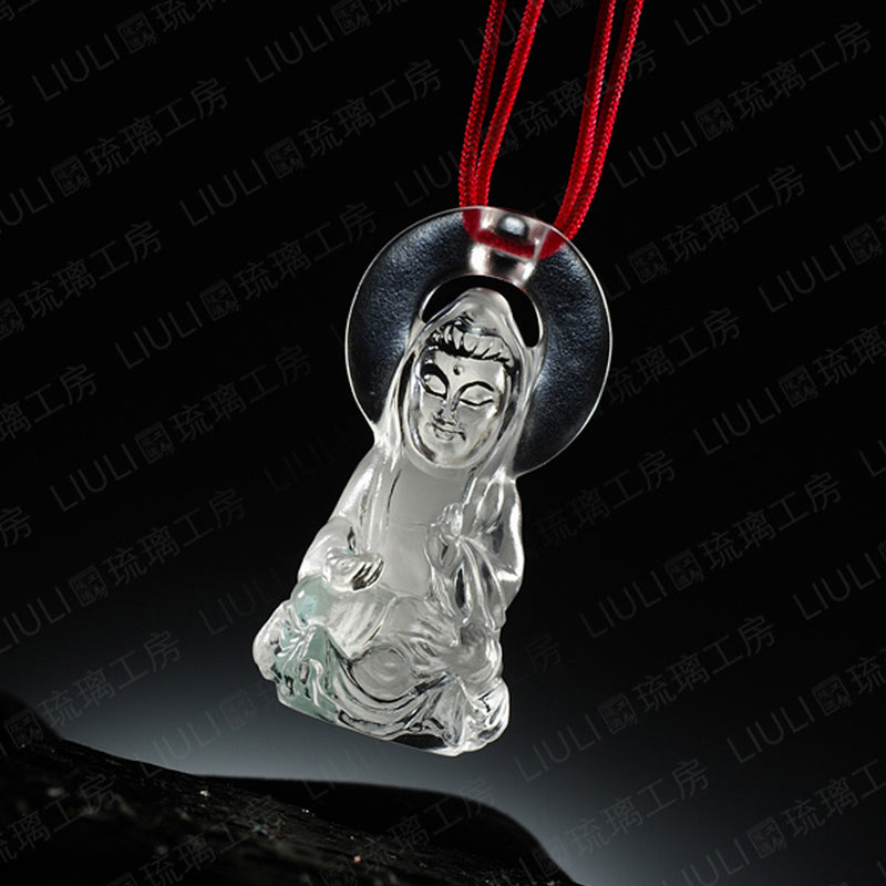 Crystal Pendant, Buddha, Guanyin, Merciful Illumination - LIULI Crystal Art