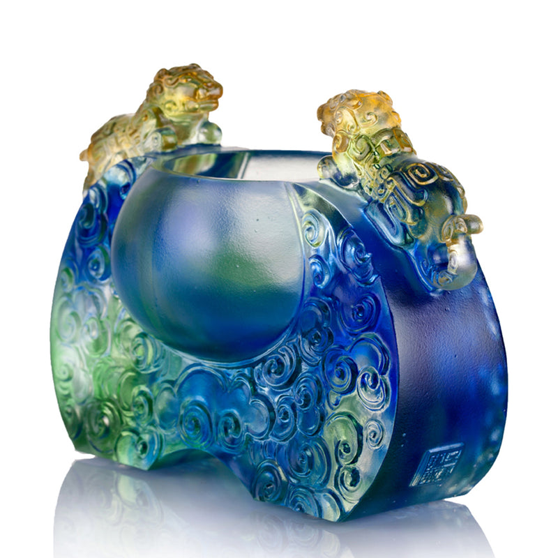 Crystal Vessel, Chinese Ding, A Majestic Duo - LIULI Crystal Art