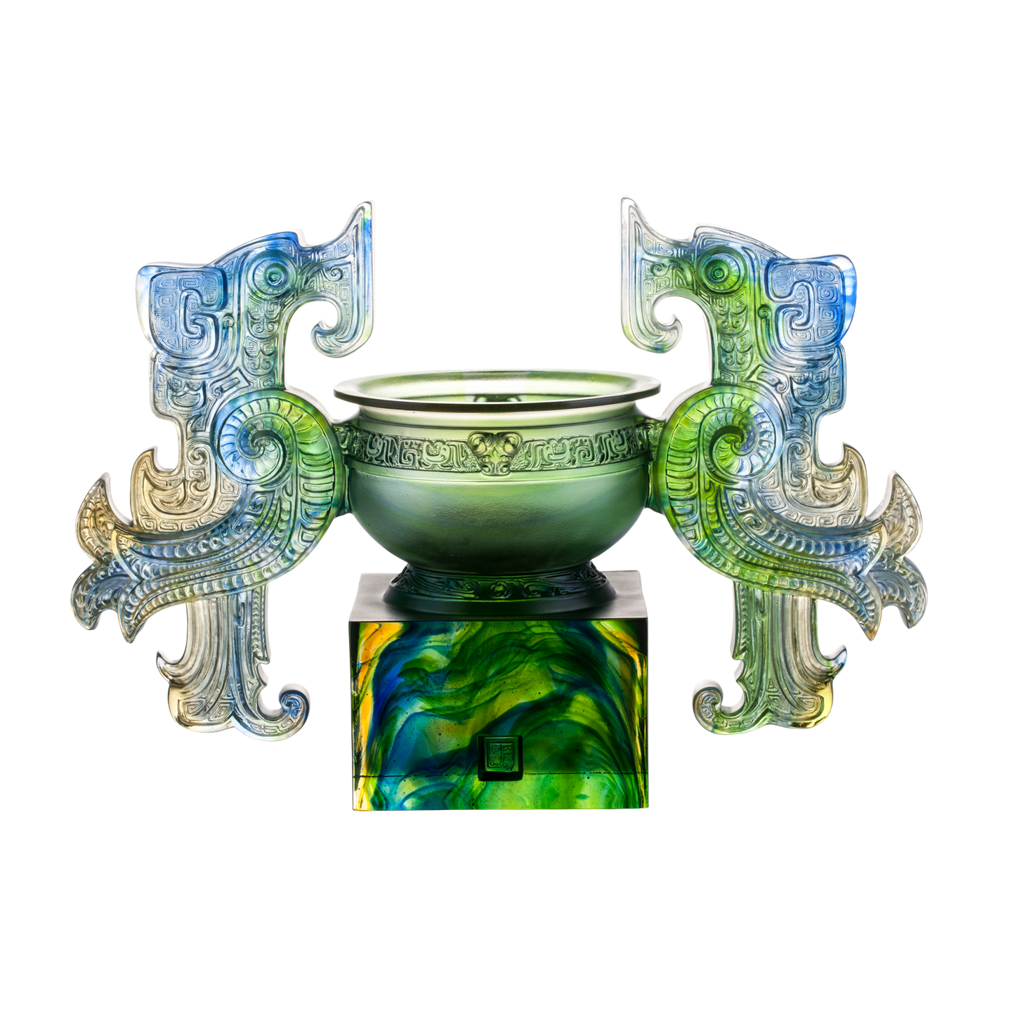 '-- DELETE -- Crystal Chinese Vessel, Phoenix Ding, Grace of the Phoenix Ding - LIULI Crystal Art