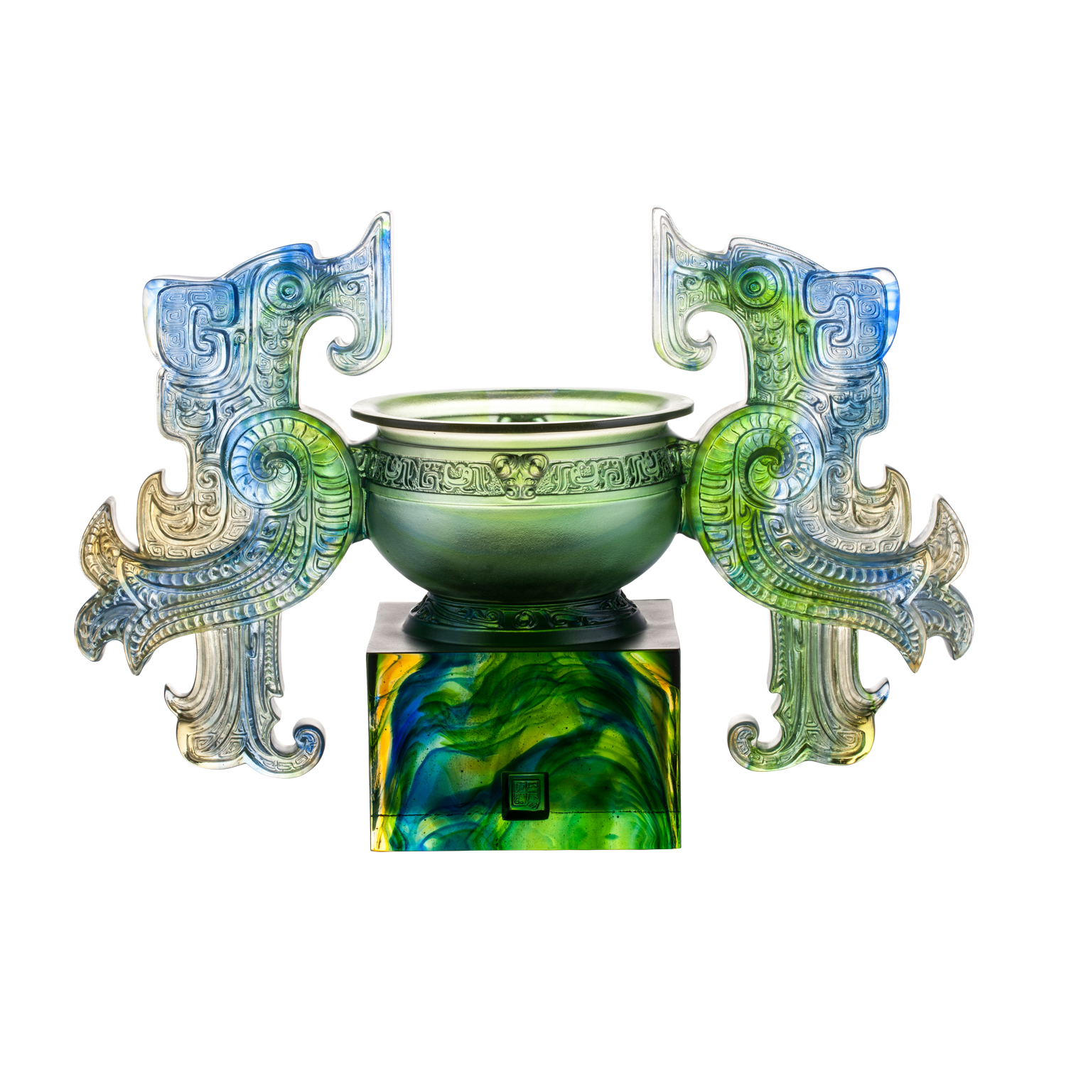 '-- DELETE -- Crystal Chinese Vessel, Phoenix Ding, Grace of the Phoenix Ding - LIULI Crystal Art
