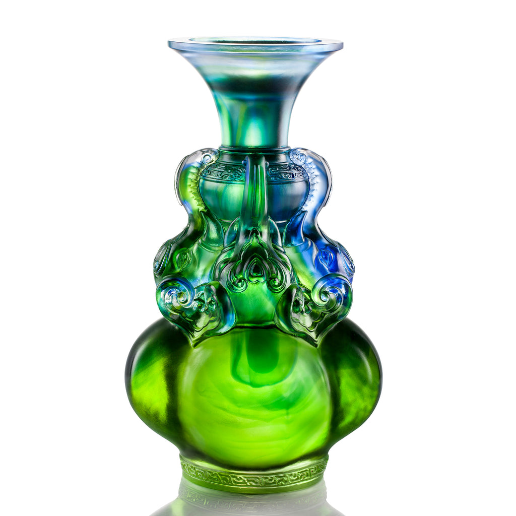 LIULI Crystal Elephants Vase, Auspiciousness On the Rise - LIULI Crystal Art