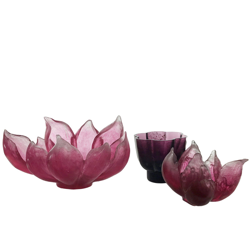 Crystal Flower, Fiery Red: Lotus Flower - LIULI Crystal Art