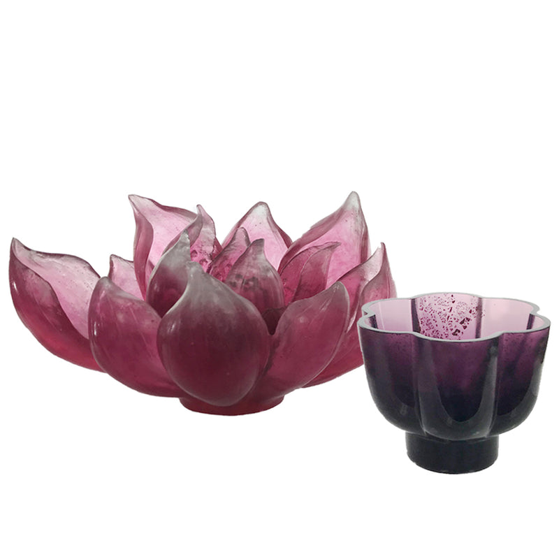 Crystal Flower, Fiery Red: Lotus Flower - LIULI Crystal Art