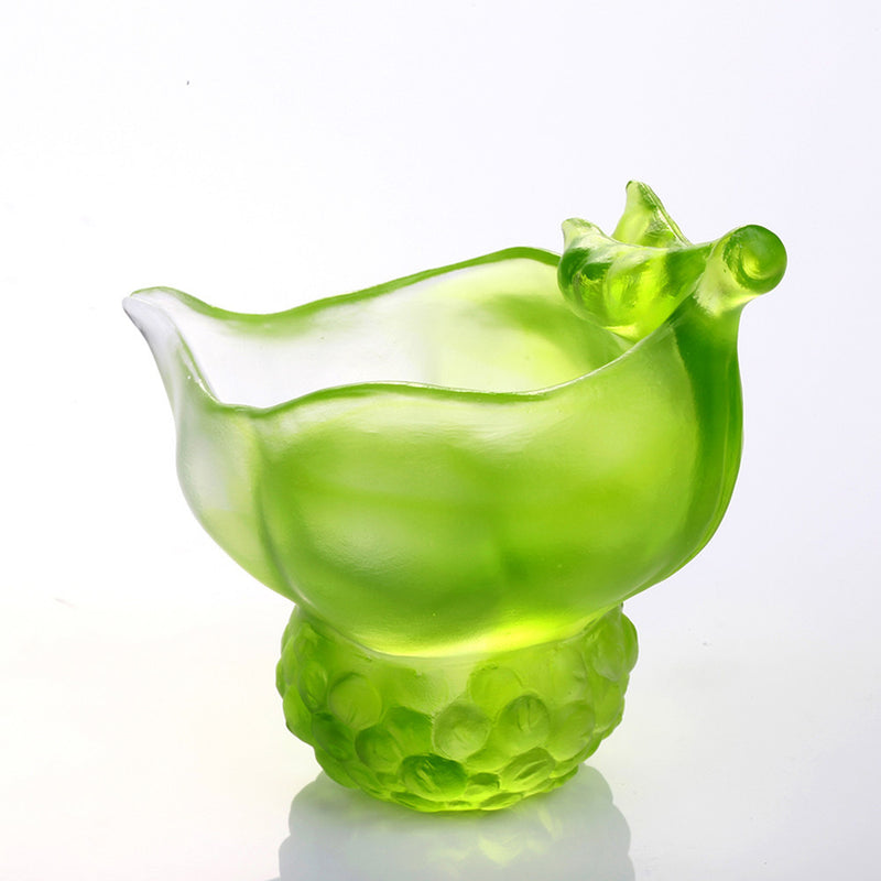 Crystal Bowl, Paperclip Holder, Desk Decor, Peas symbolizes Fortune, Propitious Abundance - LIULI Crystal Art