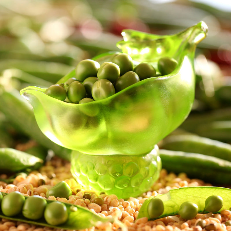 Crystal Bowl, Paperclip Holder, Desk Decor, Peas symbolizes Fortune, Propitious Abundance - LIULI Crystal Art