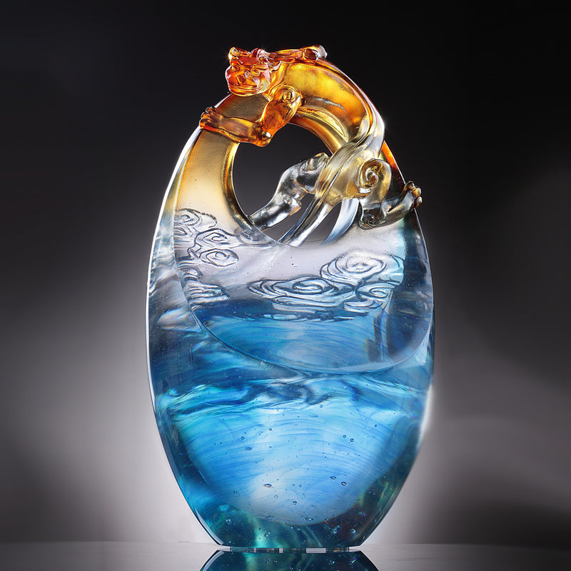 Crystal Mythical Creature, Chilong, Rise Above - LIULI Crystal Art