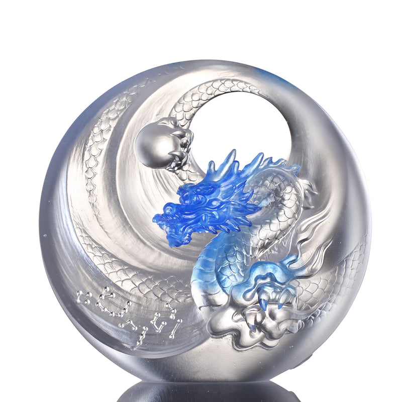 LIULI Crystal Art, Mythical Creature-Azure Dragon, Brilliant Sun - Rise - LIULI Crystal Art
