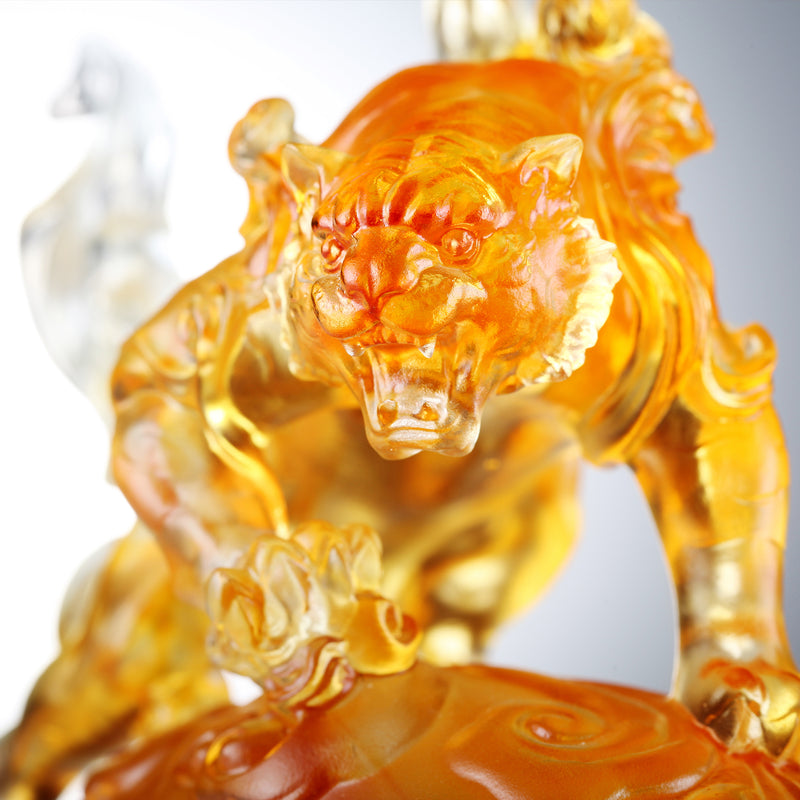 LIULI Crystal Art, Mythical Creature, Divine Tiger - Might - LIULI Crystal Art
