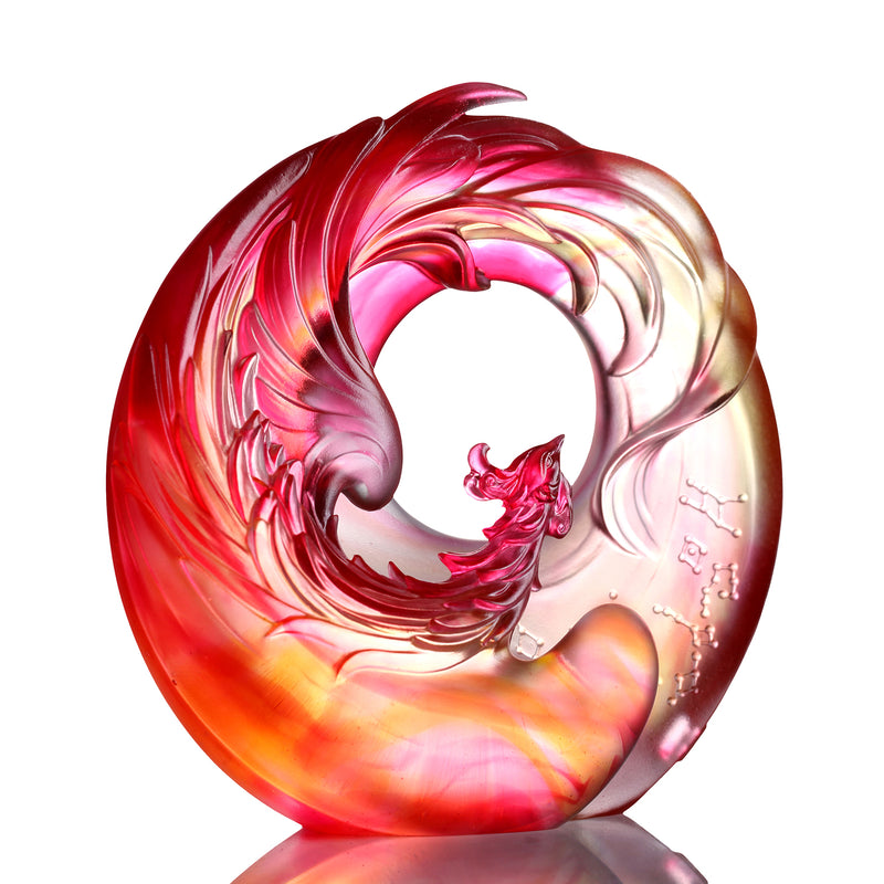 LIULI Crystal Art, Mythical Creature, Vermillion Bird - Illuminate - LIULI Crystal Art