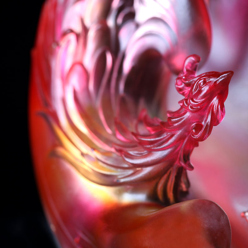 LIULI Crystal Art, Mythical Creature, Vermillion Bird - Illuminate - LIULI Crystal Art