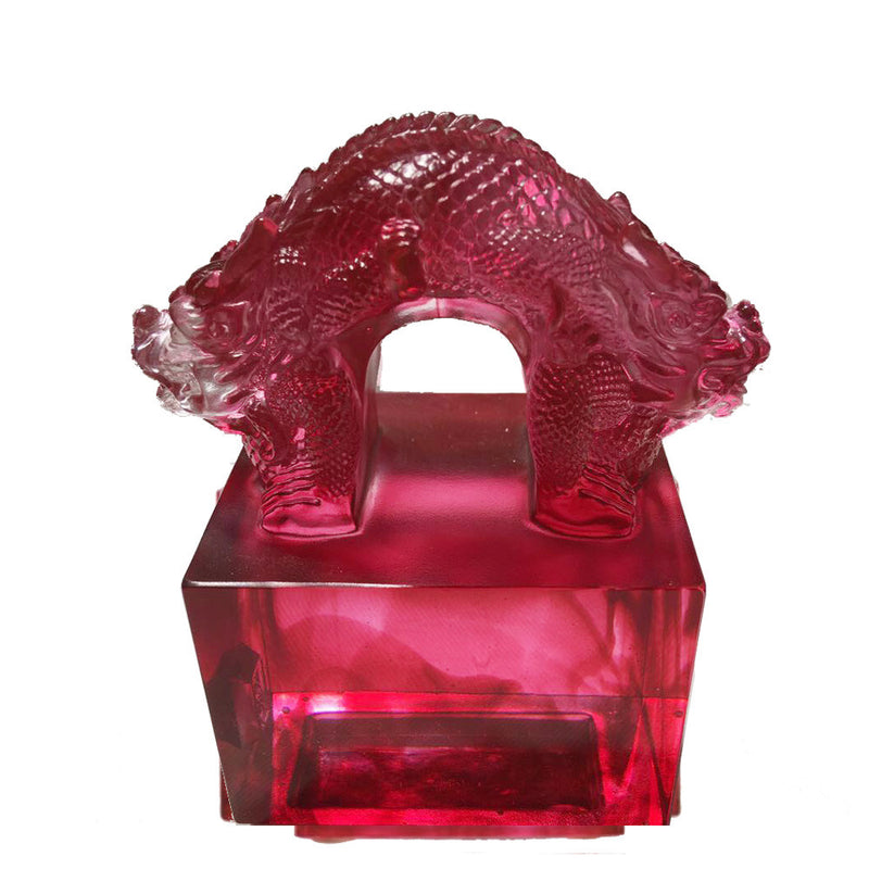 Crystal Imperial Seal, Mythical Creature, Double Signet of Auspicious Prosperity - LIULI Crystal Art