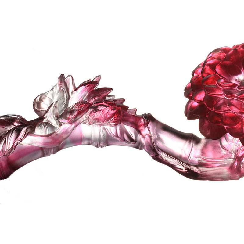 Crystal Feng Shui Ruyi, Camellia, Ruyi of Virtue - LIULI Crystal Art