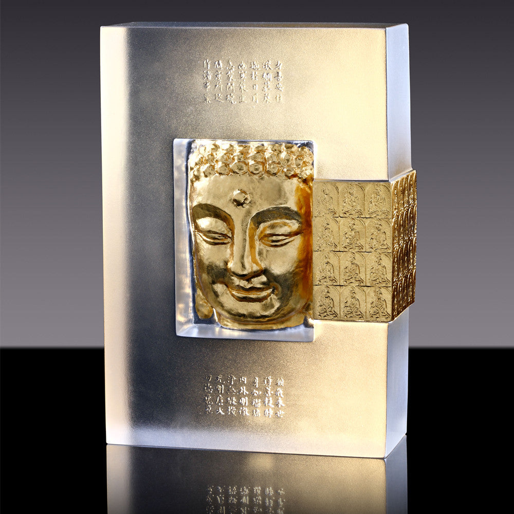 '-- DELETE -- Crystal Buddha, Medicine Buddha, Second Vow of the Medicine Buddha (24k Gilded) - LIULI Crystal Art