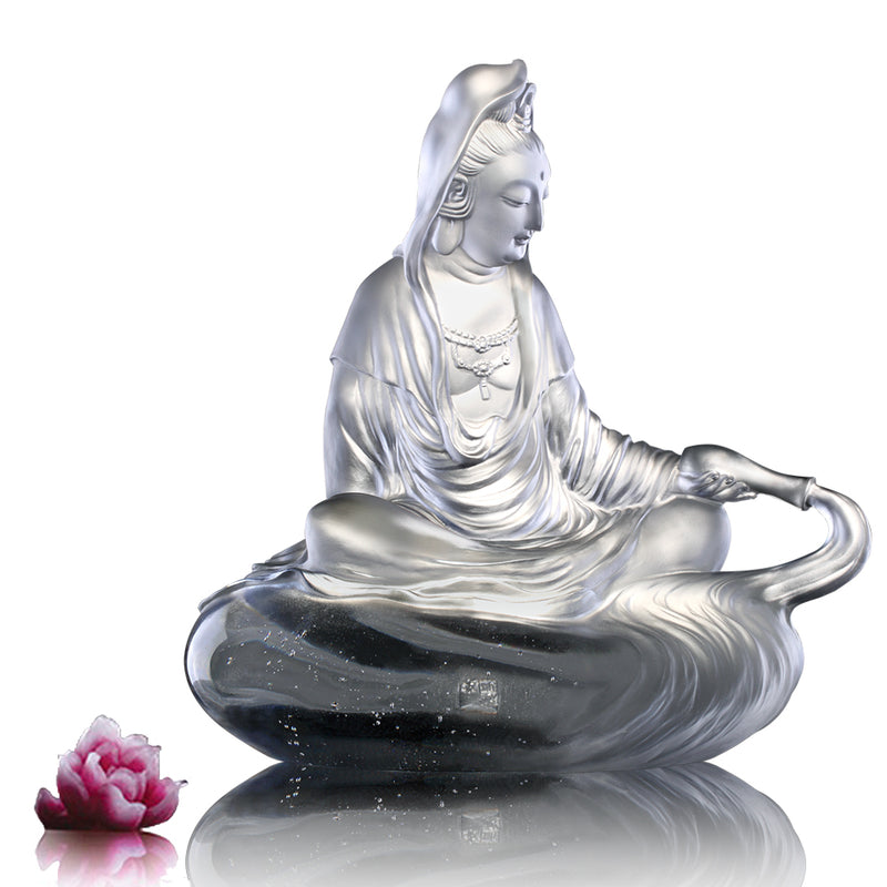 Crystal Buddha, Guanyin, Mortal Smile-Heart of Pure Dew - LIULI Crystal Art