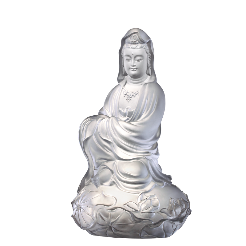 Crystal Buddha, Guanyin, Mortal Smile-Meditation in Spring Wind - LIULI Crystal Art