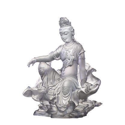Crystal Buddha, Guanyin, Mortal Smile-Guanyin of Fulfillment and Purity - LIULI Crystal Art