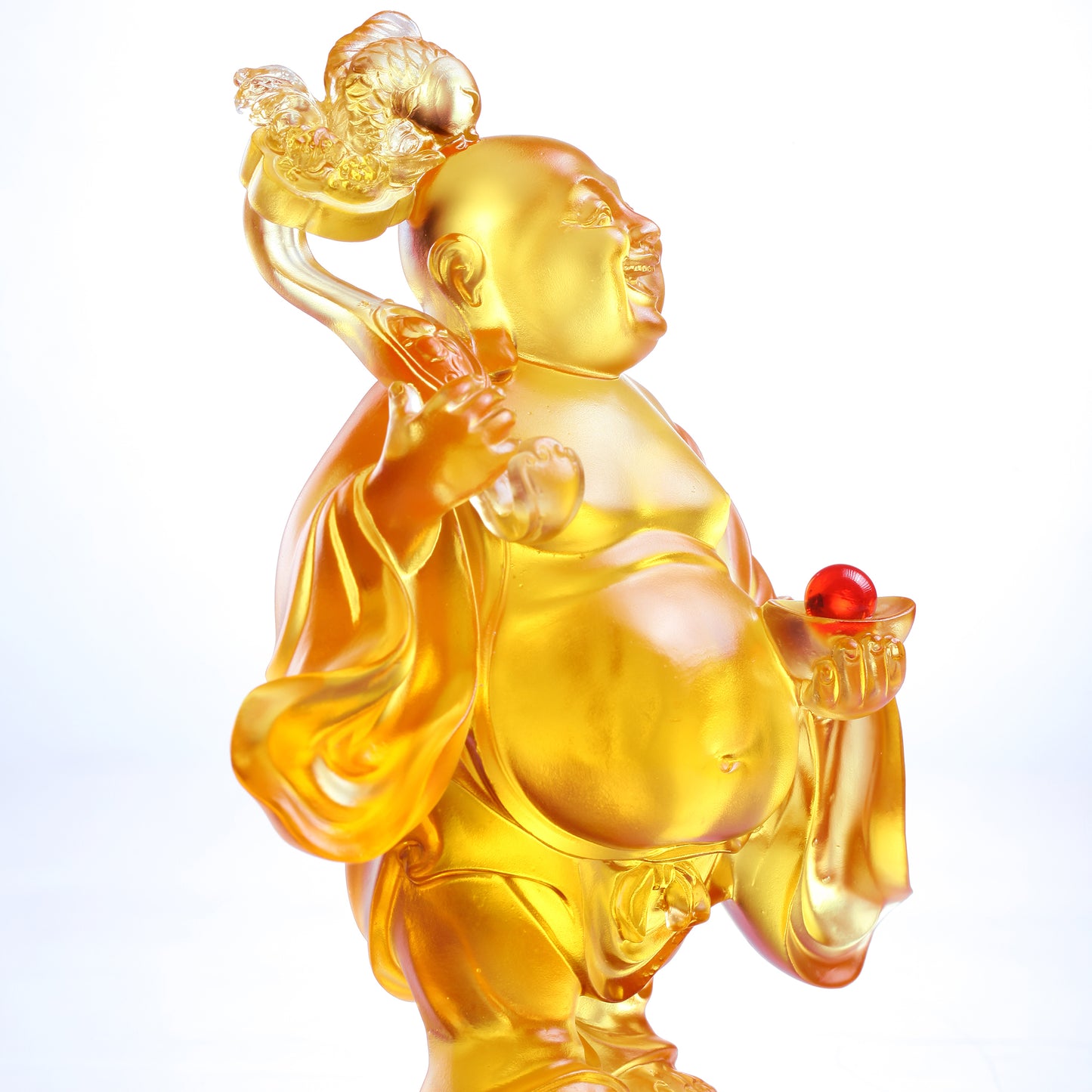 LIULI Crystal Happy Laughing Buddha, fish, ruyi glass art - LIULI Crystal Art