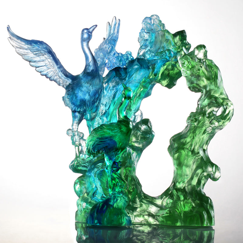 Crystal Bird, Crane, Infinite Eternity - LIULI Crystal Art