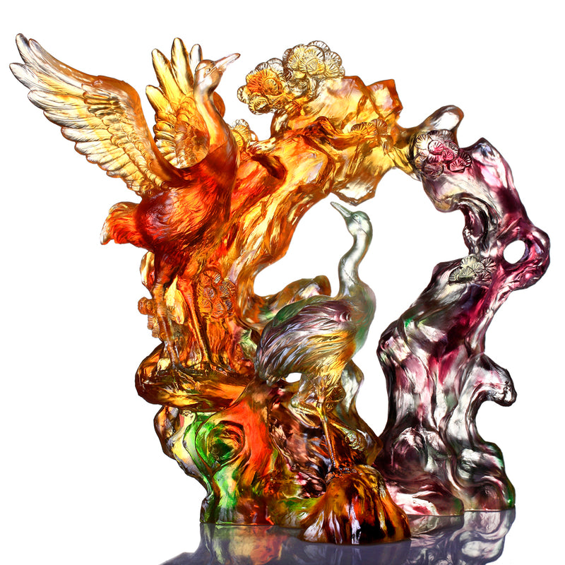 Crystal Bird, Crane, Infinite Eternity - LIULI Crystal Art