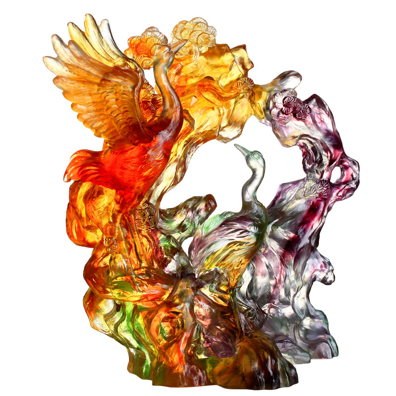 Crystal Bird, Crane, Infinite Eternity - LIULI Crystal Art