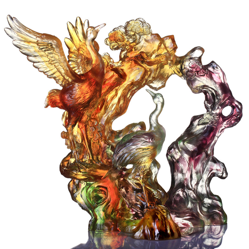 Crystal Bird, Crane, Infinite Eternity - LIULI Crystal Art