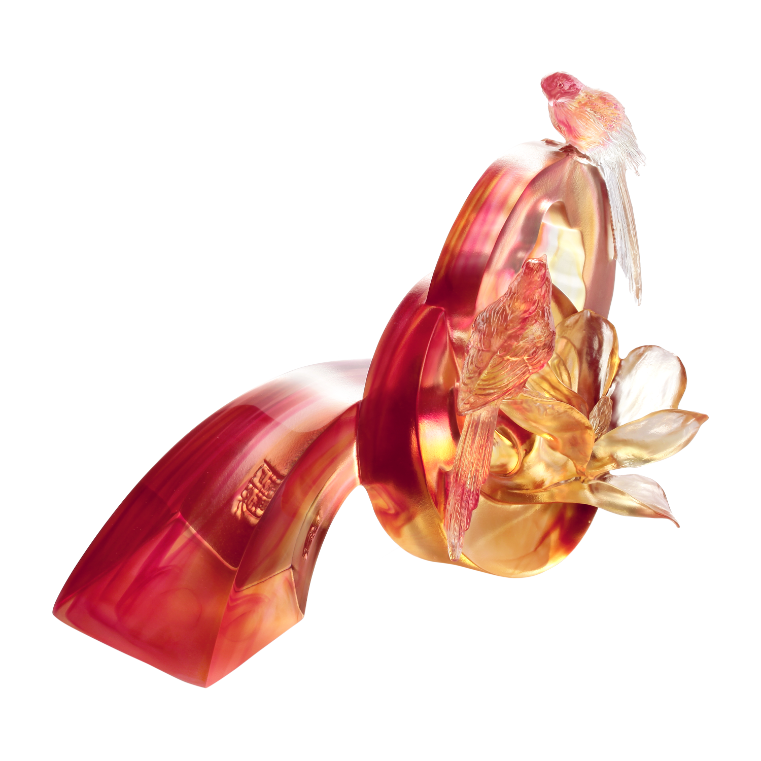 Crystal Animal & Flower, Magpie & Magnolia, Ruyi Blooms - LIULI Crystal Art