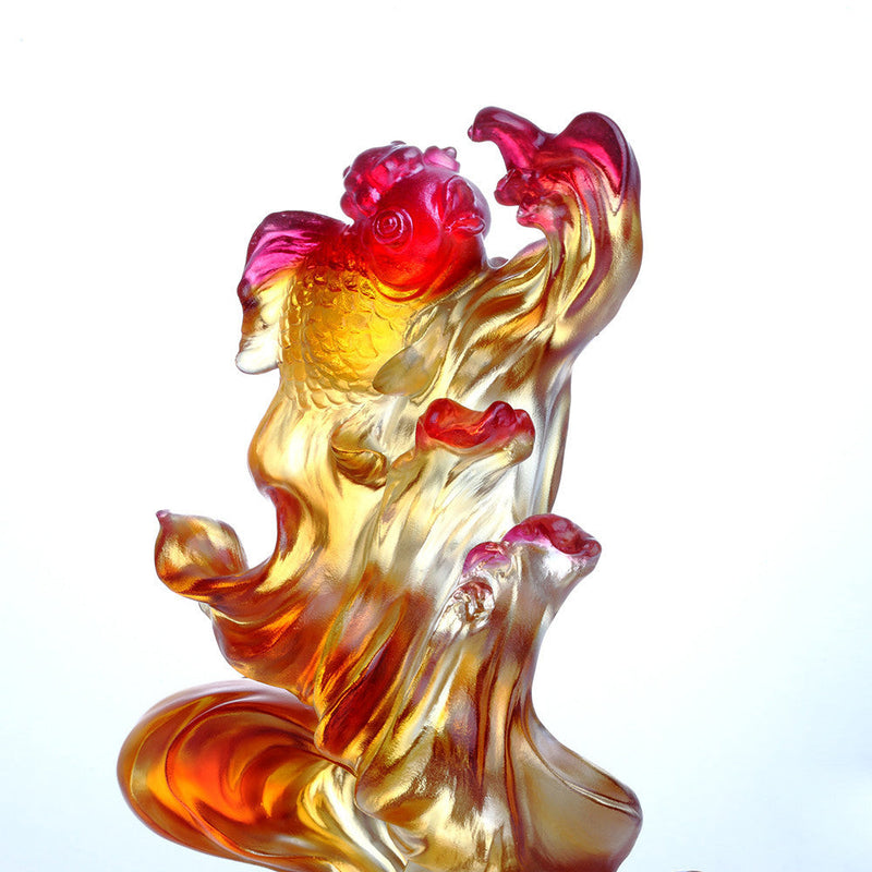 Crystal Fish, Goldfish, Upstream In Song - LIULI Crystal Art