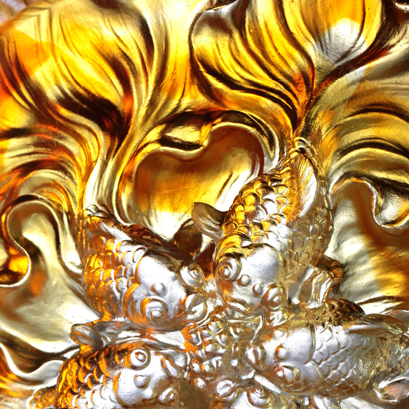 Crystal Fish, Goldfish, Grand Fulfillment - LIULI Crystal Art