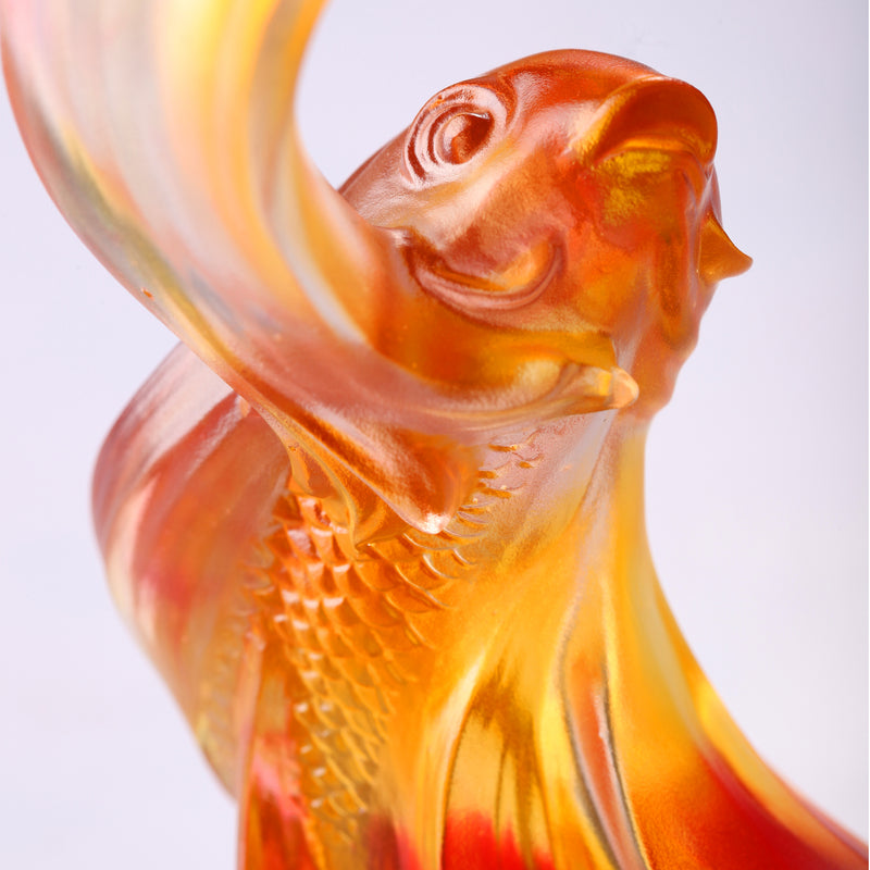 LIULI Crystal Carp Fish Sculpture, Together, We Rise - LIULI Crystal Art