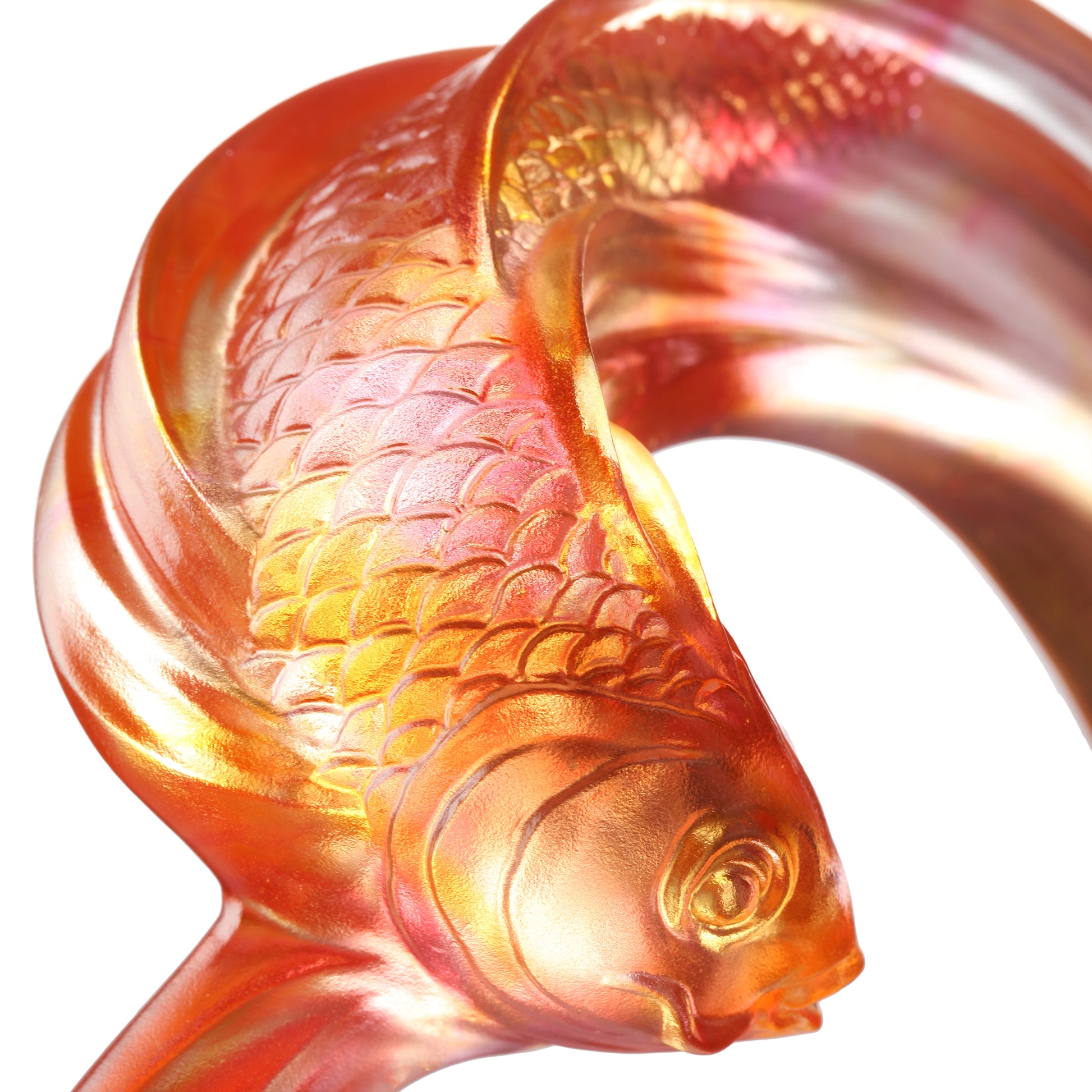 LIULI Crystal Carp Fish Sculpture, Together, We Rise - LIULI Crystal Art