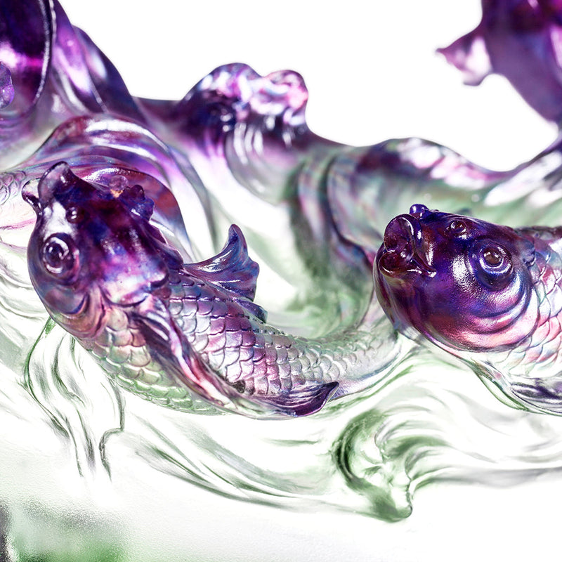 LIULI Crystal Fish Sculpture, Becoming Dragon - LIULI Crystal Art