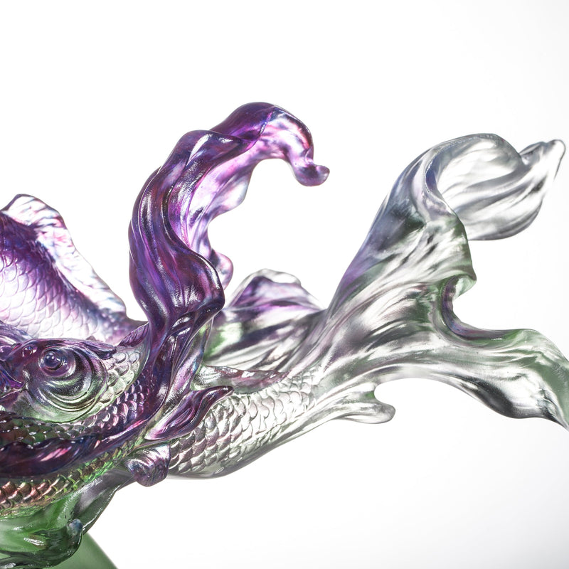 LIULI Crystal Fish Sculpture, Becoming Dragon - LIULI Crystal Art