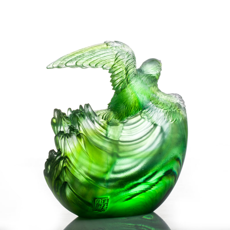 Aligned with the Light, I am Blessed, Green Swallow Bird Figurine