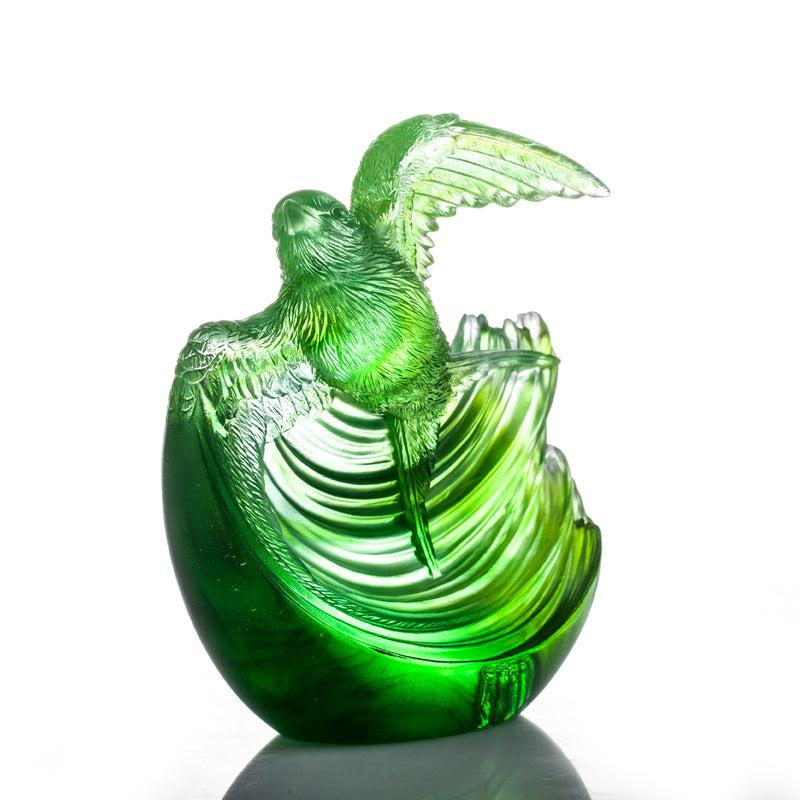 Aligned with the Light, I am Blessed, Green Swallow Bird Figurine