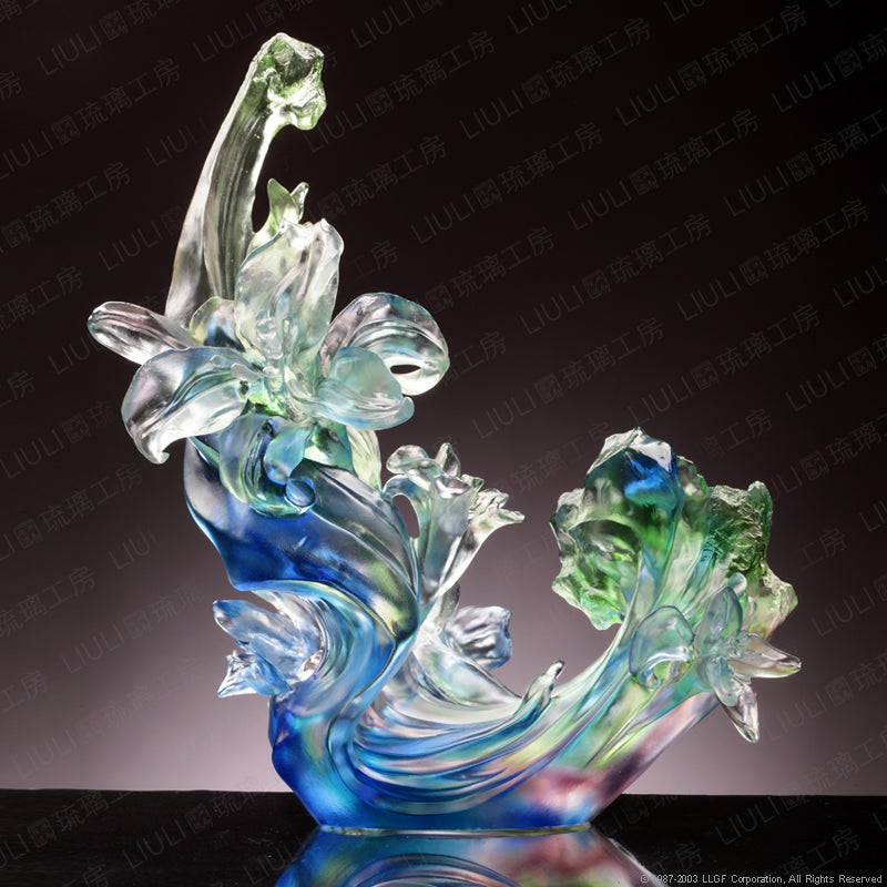 Crystal Flower, Lily, Tinged Scent in the Spring - LIULI Crystal Art