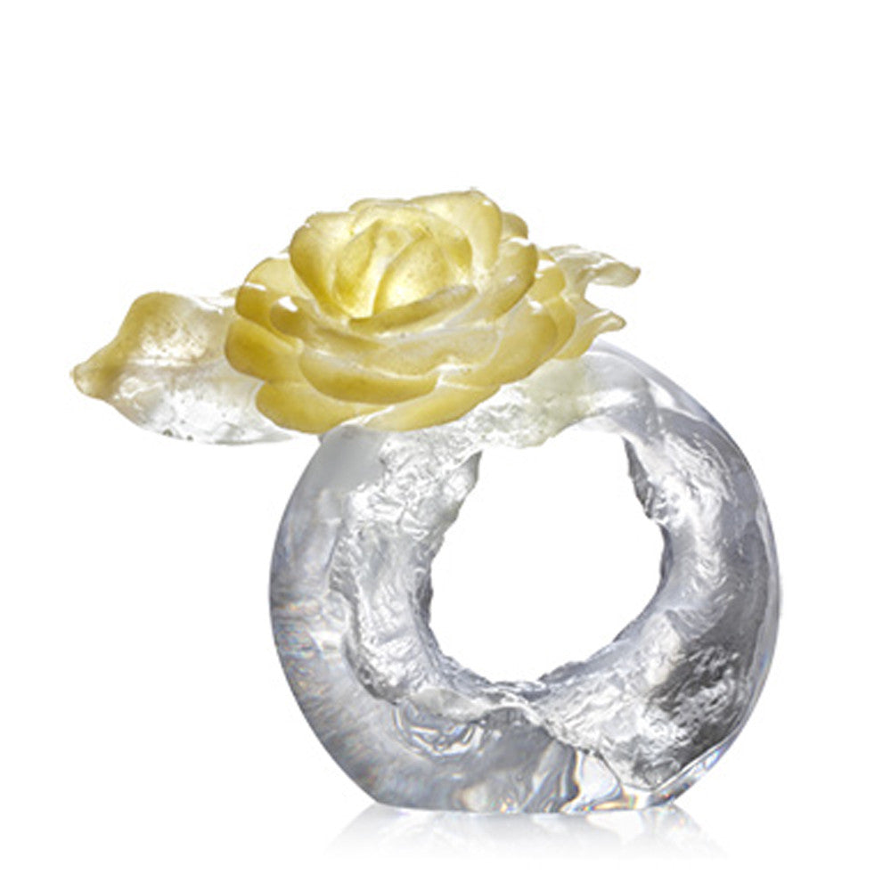 Crystal Flower, Camellia, Singular Elegance (Special Edition, Come with Display Base) - LIULI Crystal Art