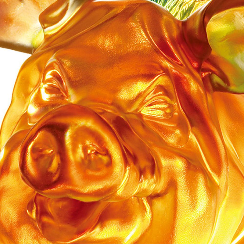 Crystal Animal, Pig & Rooster, Grand Affairs, Grand Fortunes - LIULI Crystal Art