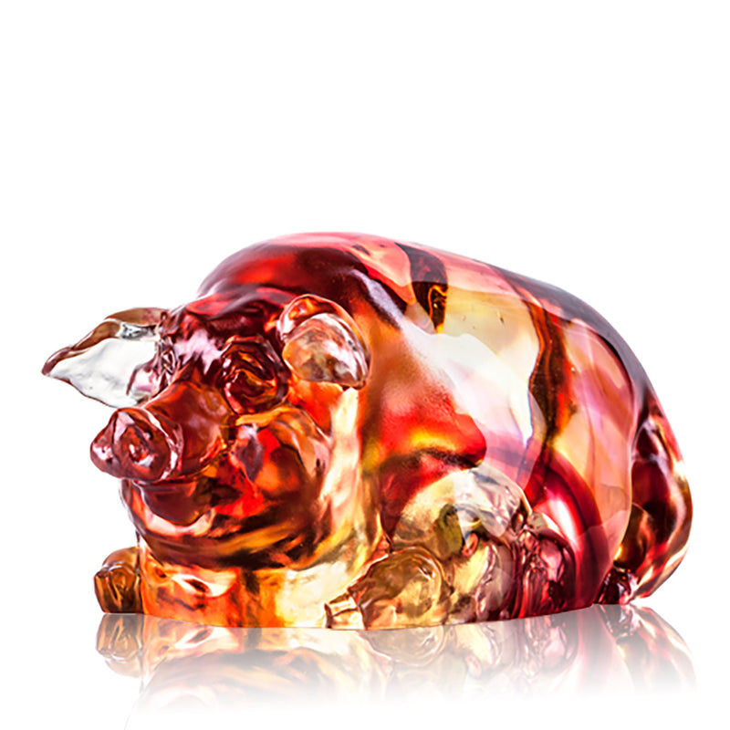 '-- DELETE -- Crystal Animal, Pig, Smile for a World of Fortune - LIULI Crystal Art