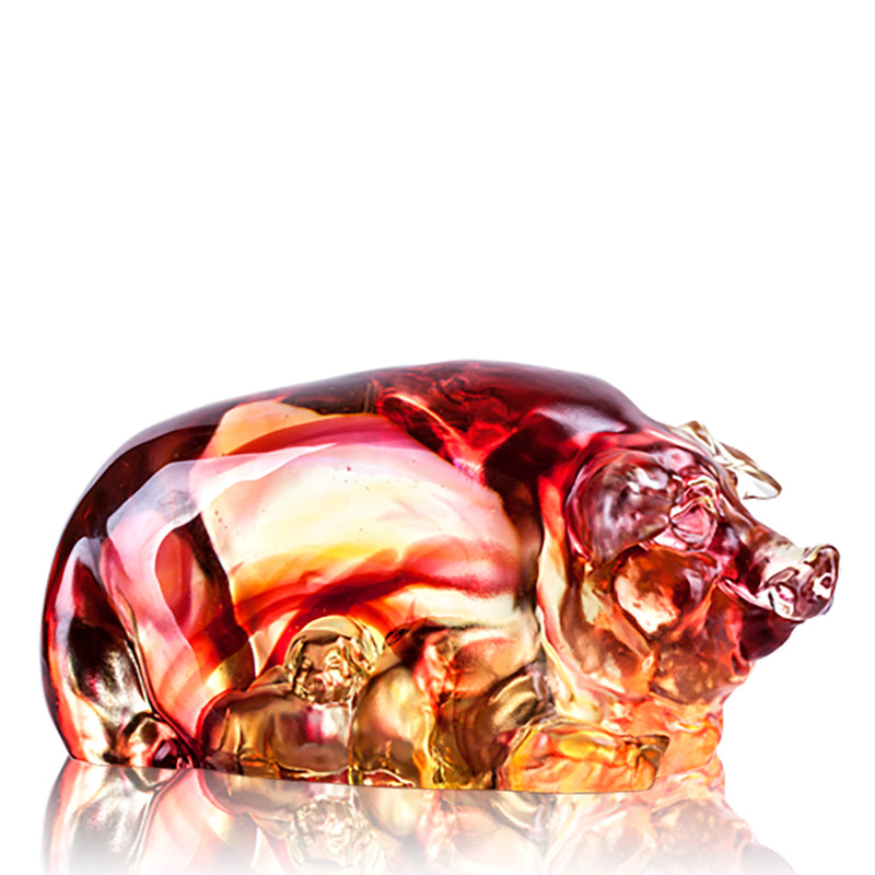 '-- DELETE -- Crystal Animal, Pig, Smile for a World of Fortune - LIULI Crystal Art