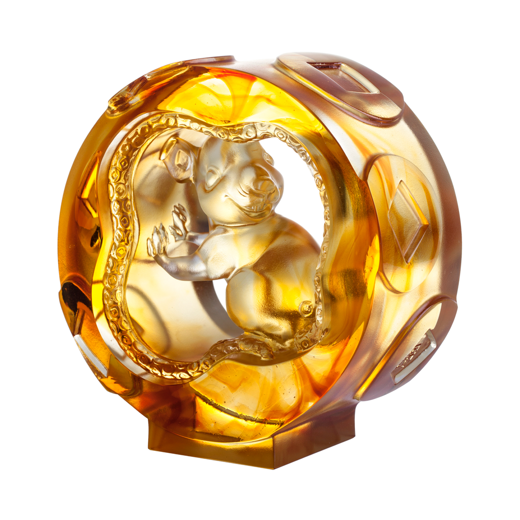 Crystal Animal, Mice, Mouse, Year of the Rat, Rolling In Fortune - LIULI Crystal Art