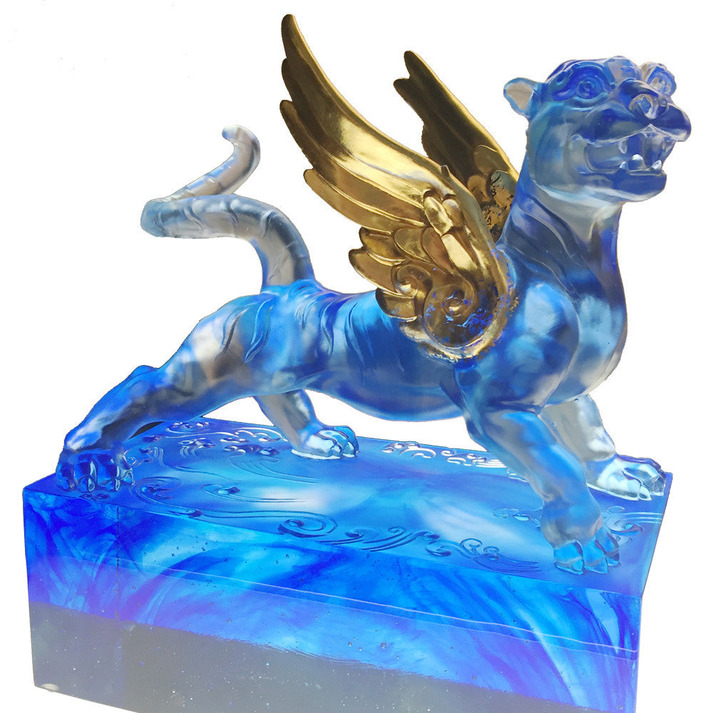 Tiger Figurine (Success) - Heavenly Wings of the Tiger - LIULI Crystal Art
