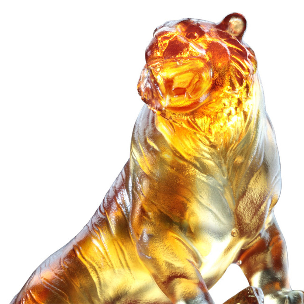 Crystal Animal, Tiger, Peak of Satisfaction - LIULI Crystal Art
