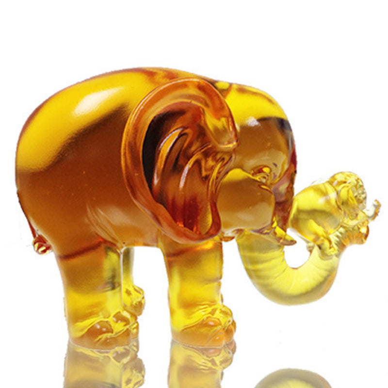 Crystal Animal, Elephant, A Push Forward the Fortune - LIULI Crystal Art