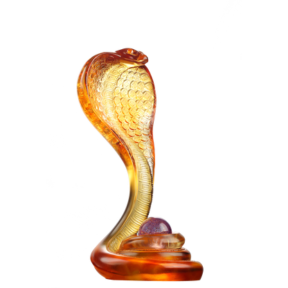 Crystal Snake Figurine, Cobra Snake, Within Grasp, a Spiritual Gem - LIULI Crystal Art