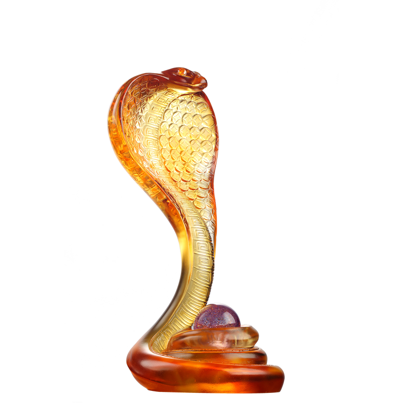 Crystal Snake Figurine, Cobra Snake, Within Grasp, a Spiritual Gem - LIULI Crystal Art