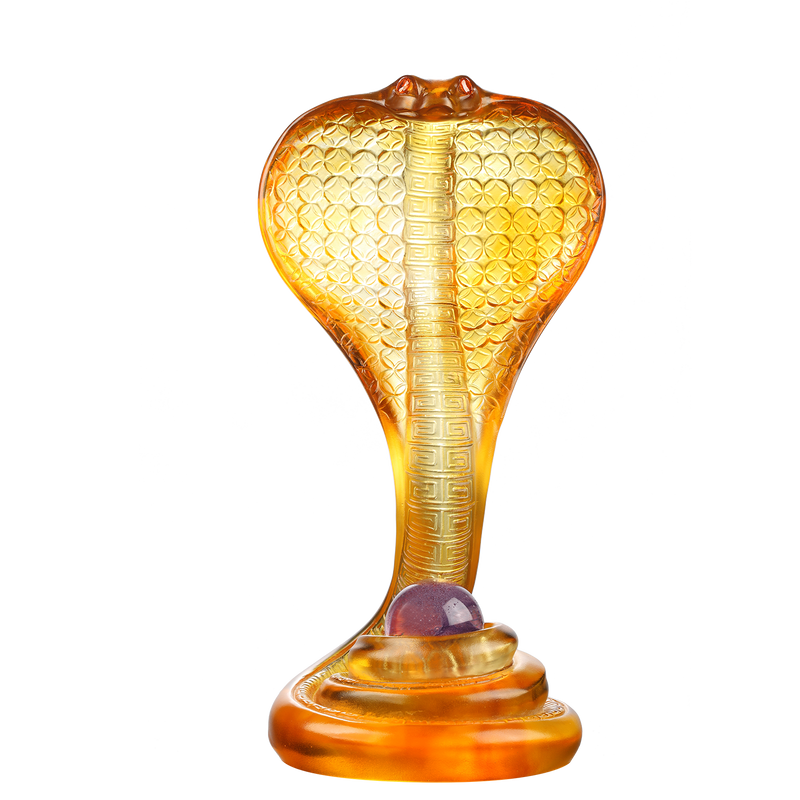 Crystal Snake Figurine, Cobra Snake, Within Grasp, a Spiritual Gem - LIULI Crystal Art