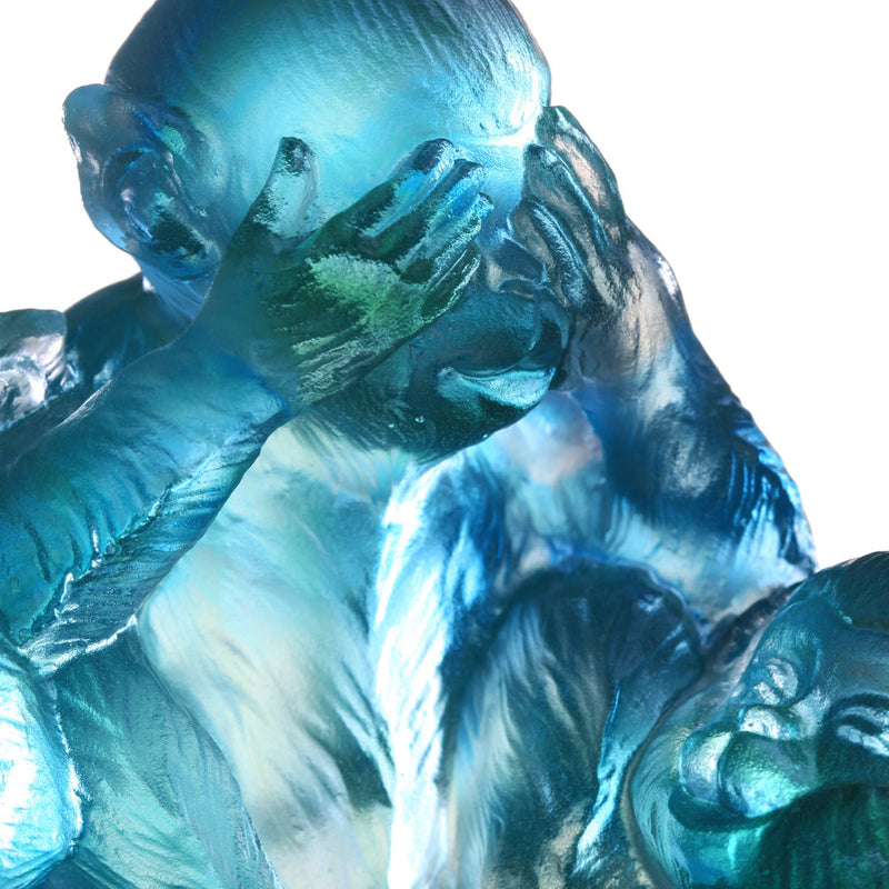'-- DELETE -- Monkey Figurine (3 Wise Monkeys) - The Mindfulness of Three - LIULI Crystal Art